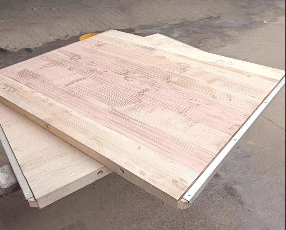 Woodage factory producing wooden pallets for block making machines at scale